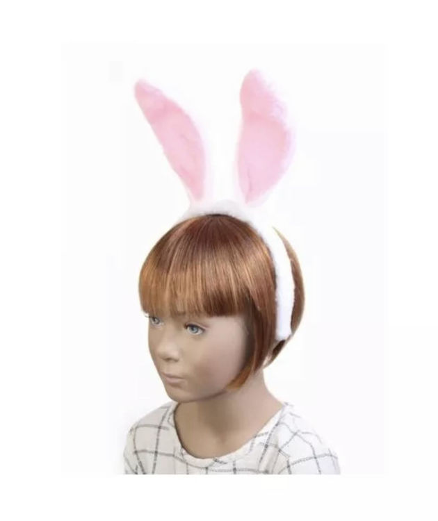 Picture of 5022 / 0227 PINK AND WHITE FUR FABRIC BUNNY EARS ALICEBAND